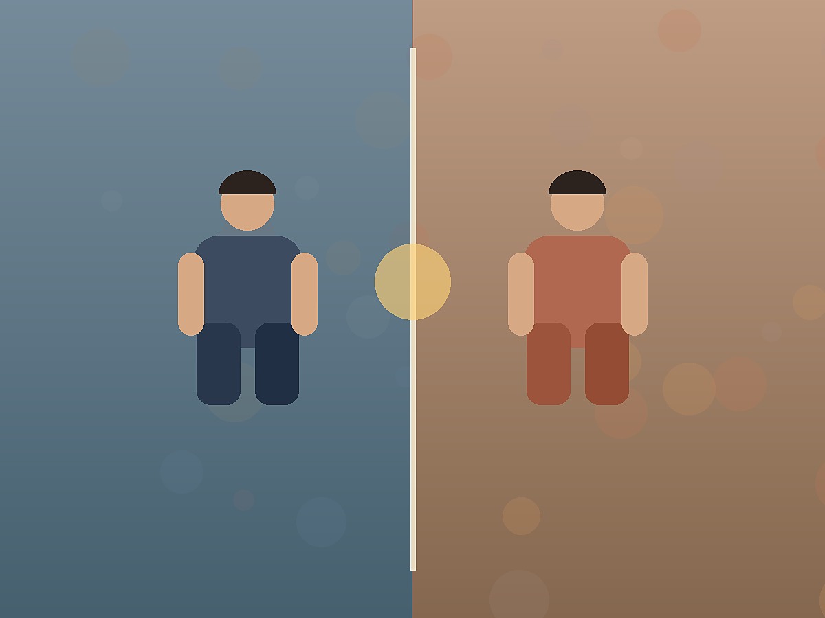 Long-Distance Split Scene Concept — Split composition, warm matching light, no app interface.